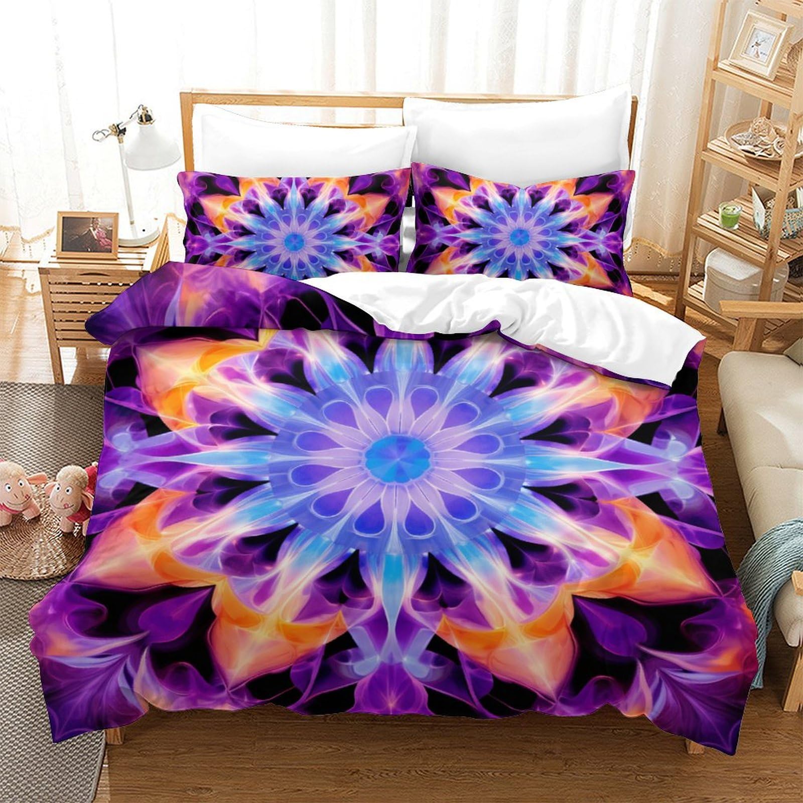 Parure de lit fleurs 3D 200x200 pour une chambre d'ado moderne et fleurie