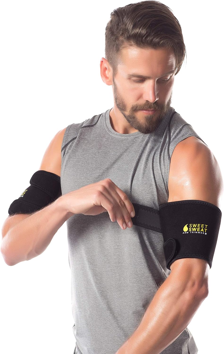 Sweet Sweat Arm Trimmers for Men & Women | Increases Heat & Sweat Production to The Bicep Area | Includes Mesh Carrying Bag (Pink Logo, Medium): Sports & Outdoors