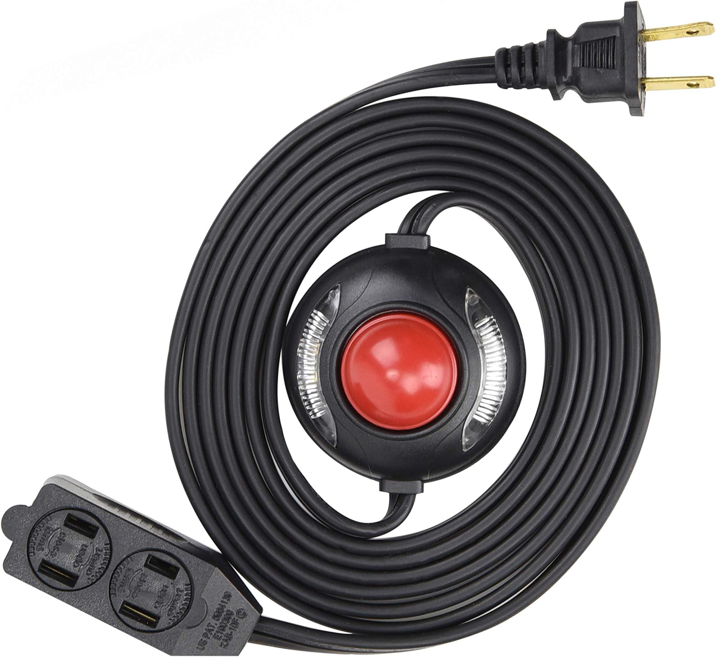 Electes 3 Outlet Extension Cord with Hand/Foot Switch and Light Indicator with Safety Twist-Lock, 16/2, Black, UL Listed