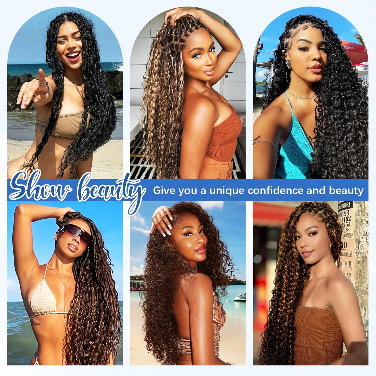 Human Braiding Hair for Boho Braids Deep Wave Bulk Human Hair Highlight Balayage No Weft Curly Braid Extensions for Braiding Knotless 12A Wet and Wavy Braids 3 Bundles 4/30 20Inch 120g