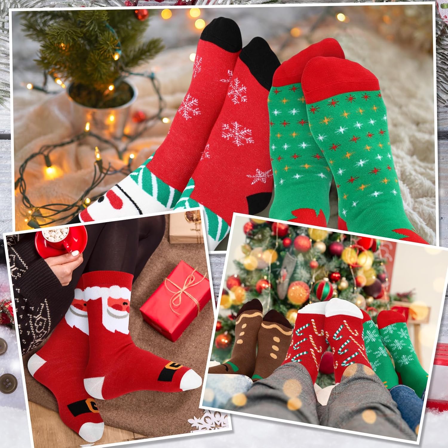 Geyoga Christmas Socks Bulk Unisex Funny Holiday Crew Socks Colorful Winter Novelty Santa Xmas Gifts for Women Men 20 Styles