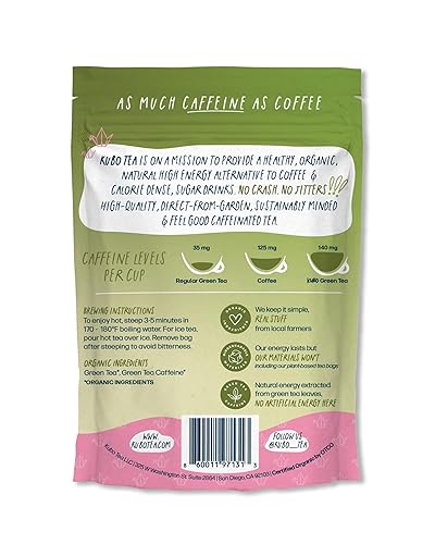 Miniatura 34 de Kubo Tea Té negro de limón y mango, mezcla energética orgánica de alta cafeína, 20 bolsas de té piramidales (155 mg de cafeína cada una), sustituto