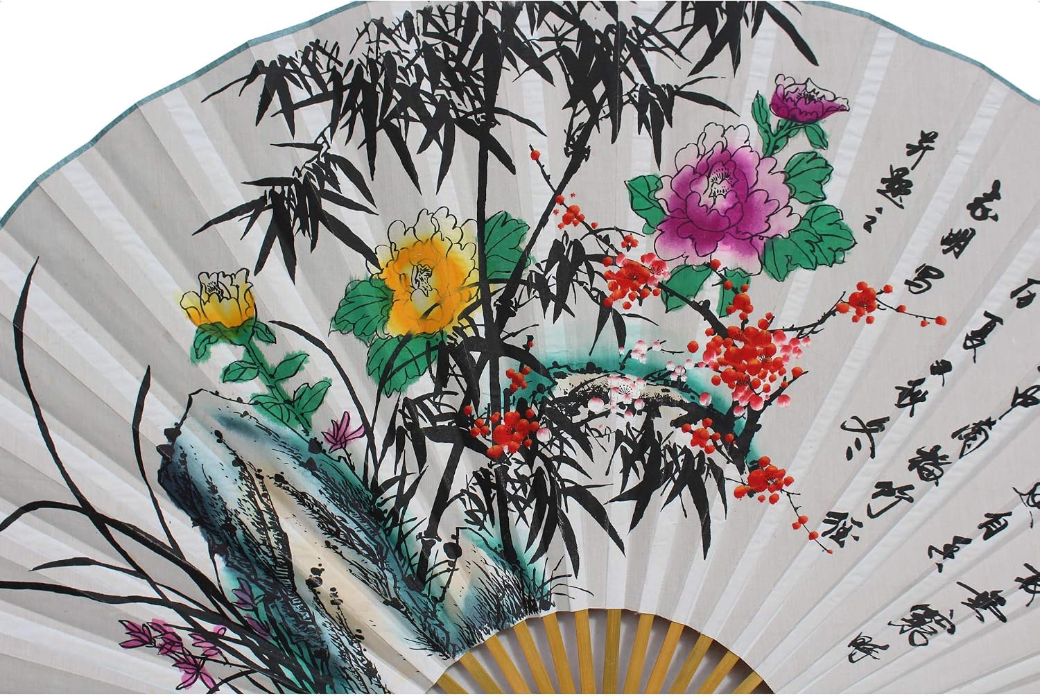 orientliving Chinese Handmade Fan Shape Flower Theme Paper Painting Acs5633