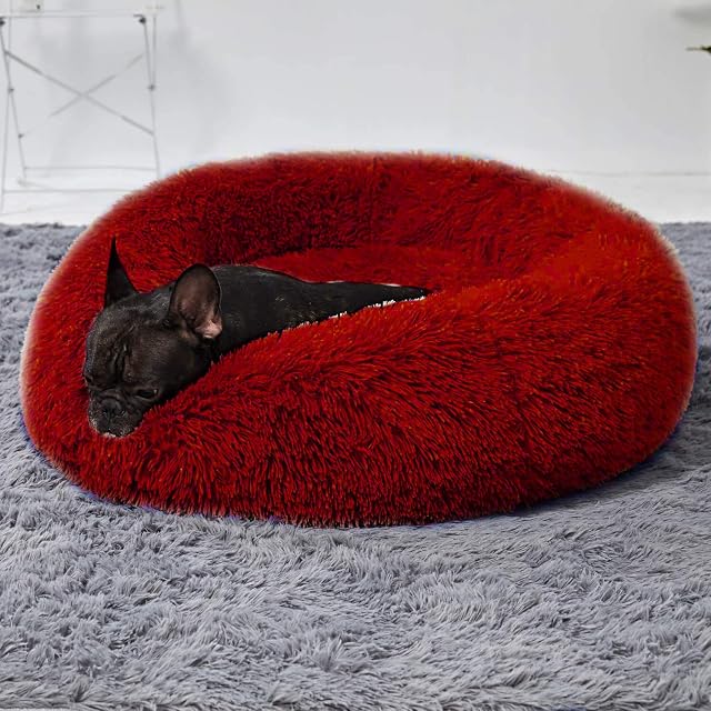 Foto 3 de 5 de Yurun Cama Perro Lavable, Sofá de Perro, Relajante, Suave Cómodo Calmante, Respirable Impermeable, Rojo 100CM