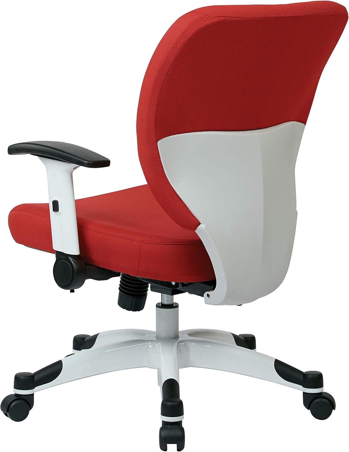 Space Seating Pulsar Professional Deluxe Adjustable Office Task Chair with Padded Seat and White Coated Nylon Base, Rouge Red Fabric