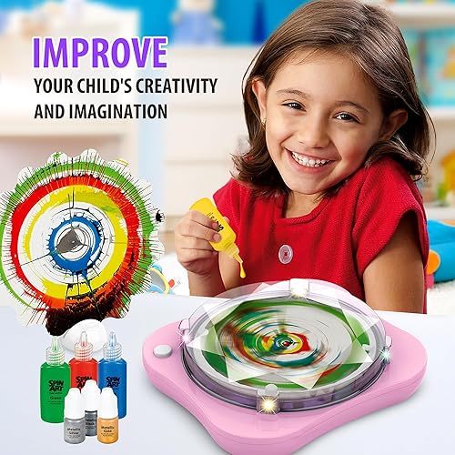 Miniatura 6 de Chilpals Kit de máquina de arte giratorio para niños, juego de regalos de artes y manualidades para niños y niñas de 4 a 8 años, juguetes de pintura