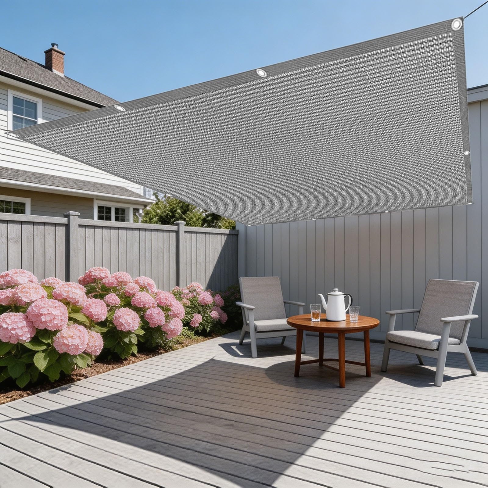 Voile d'ombrage gris 2.7x3.2 protection solaire jardin et bâche terrasse