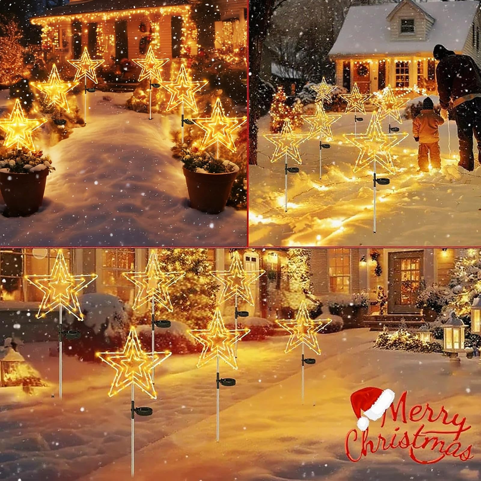 Yowin Solar Garden Lights 2 Pack 75 LED Large Christmas Outdoor Decorations - Image 2
