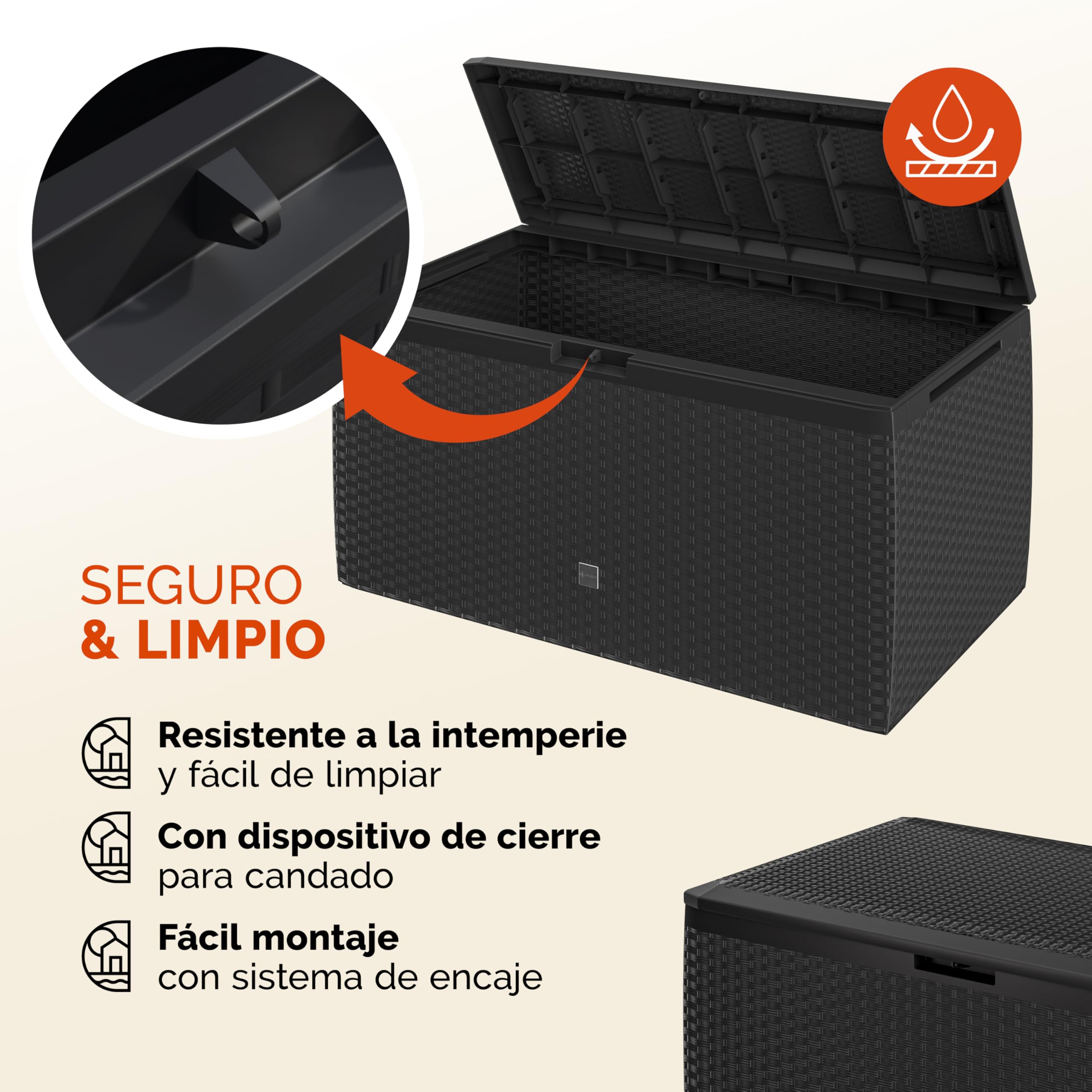 Casaria® Arcón Jardín Exterior Baúl Almacenaje 290L con 6 Ruedas Asas Resistente Intemperie Rayos UV Caja Cojines 117x47x60cm Antracita