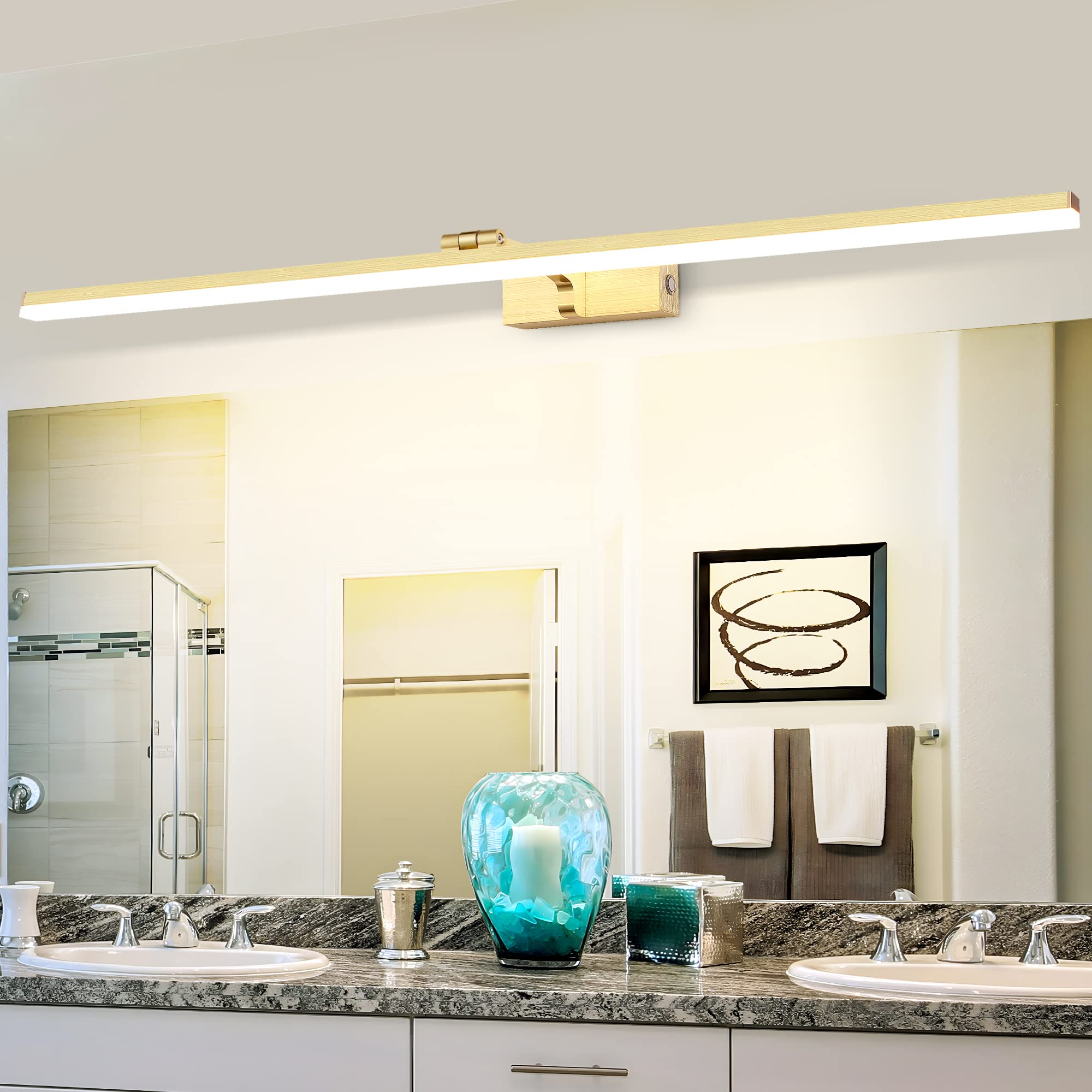 LED Lampada da Parete Temperatura Colore Regolabile, 80cm 16W Applique Illuminazione per Pareti Bagno Nero Spazzolato Luci da Esposizione con Testa Della Lampada Girevole Luci Lettura Faretti da Muro
