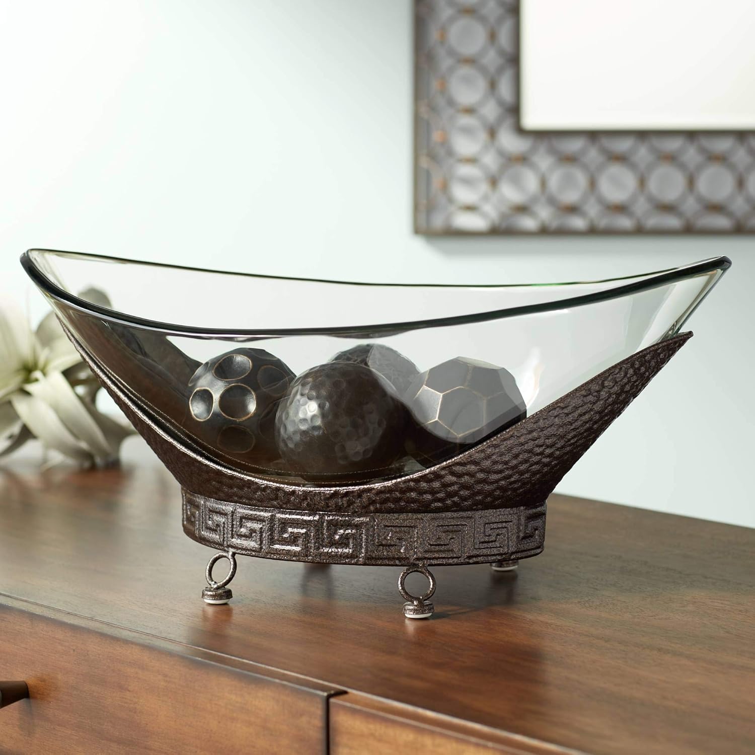 Kensington Hill Rayden 23 1/4" Wide Decorative Glass Bowl with Studded Base : Home & Kitchen