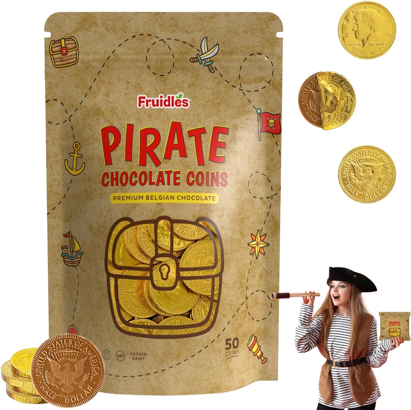 Hanukkah Chocolate Gelt, NutFree, Belgian Milk Chocolate