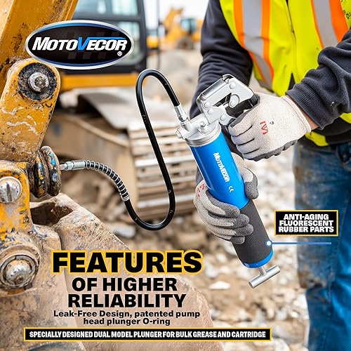 Miniatura 4 de STEINBRÜCKE Pistola de engrase con agarre de pistola de alto rendimiento, manguera flexible reforzada extra larga de 27 pulgadas