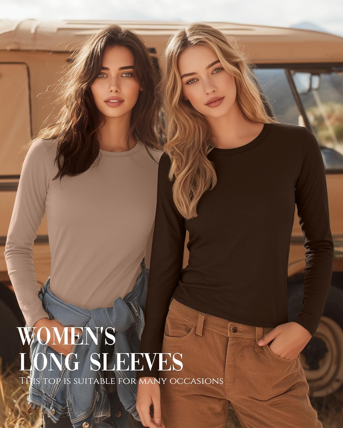 5 Pack Women's Long Sleeve Shirts Slim Fit Crew Neck Basic Tops Multipack Casual Layering Tee Undershirts - Image 3