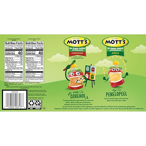 Miniatura 77 de Mott's Paquete Variado de Puré de Manzana Sin Azúcar Añadido, 4 Sabores – Manzana, Fresa, Canela y Arándano, Hecho de Fruta Real, Sin Sabores
