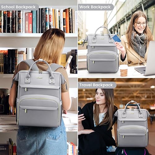 Miniatura 121 de LOVEVOOK Mochila para laptop para mujer, mochila para mujer a la moda, Negro, 15.6 pulgadas