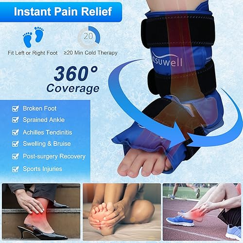 Miniatura 7 de Atsuwell Combo de envoltura de hielo reutilizable para tobillo y pie