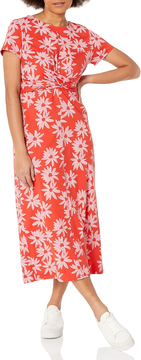 Amazon Brand - find. Women's Tie Waist Face Illustration Cotton Dress