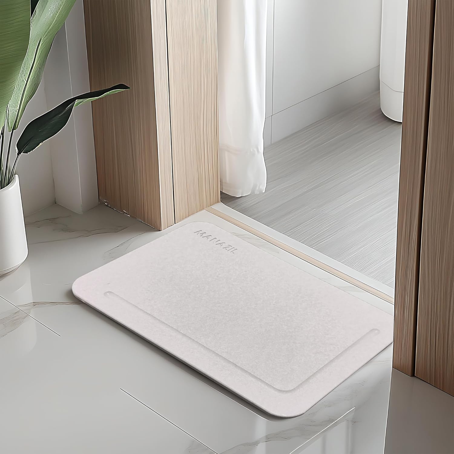 Stone Bath Mat – Diatomaceous Earth Shower Mat 24"x16", Non-Slip, Super Absorbent, Quick-Drying, Easy to Clean, Diatomite Bathroom Floor Mat (Grey)