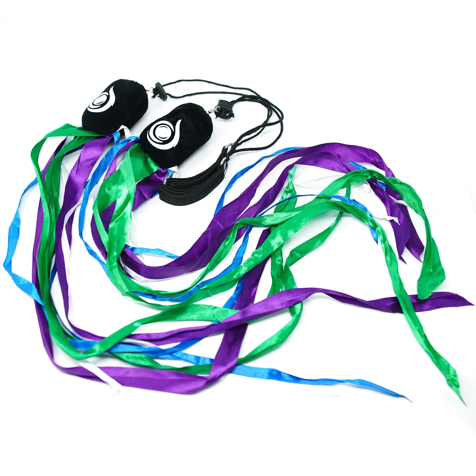 Cascade Ribbon Poi - Colourful Beginner Poi Set (Green/Purple/Blue/White)