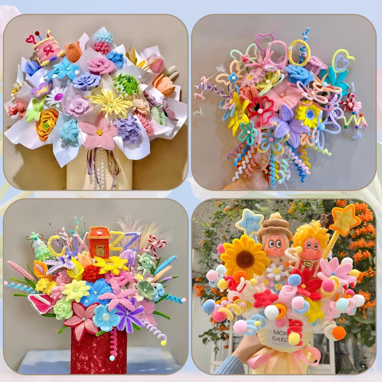 Set di 500 pulitrici per pipe, bouquet, per fai da te, fiori e decorazioni