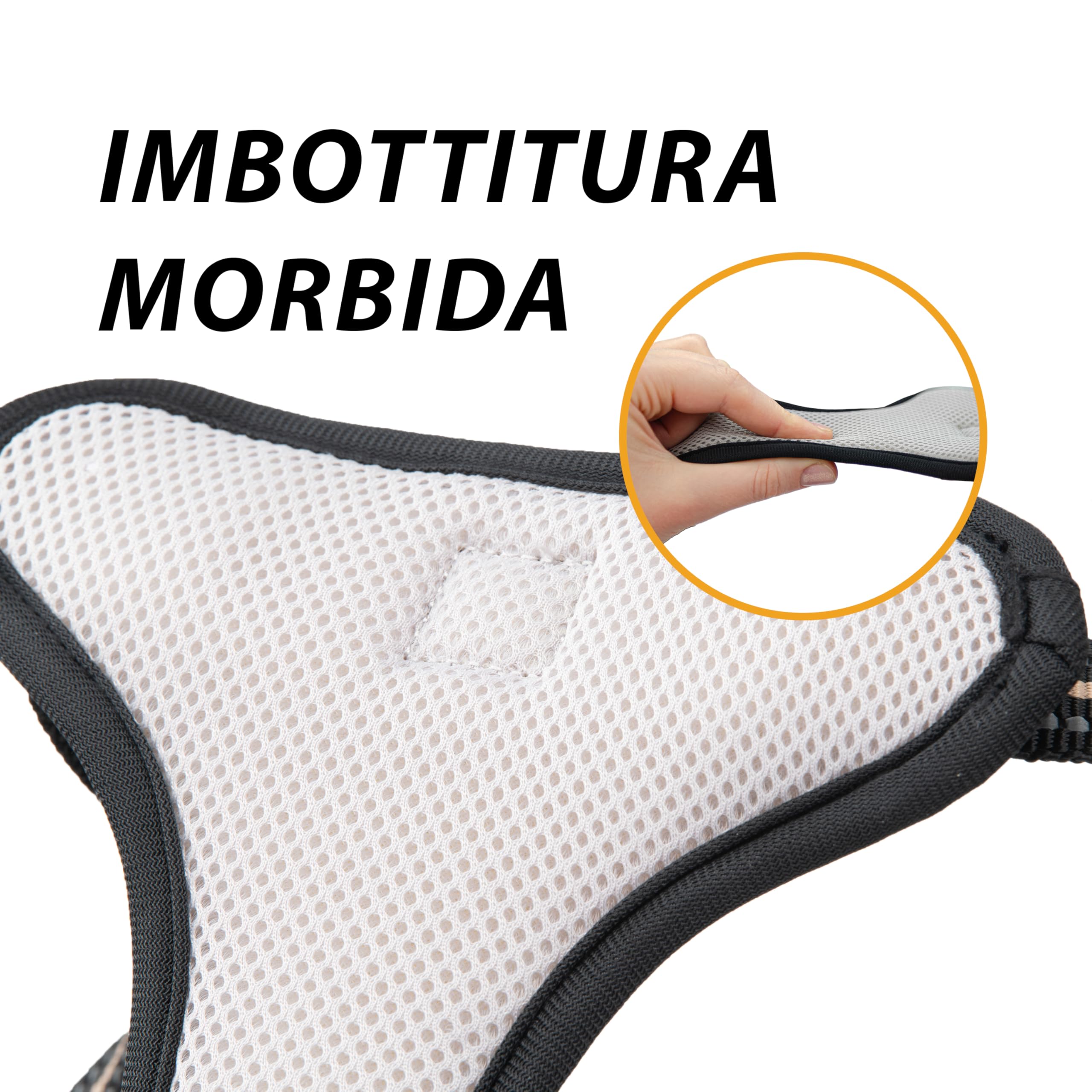 Ferplast Pettorina Cane Taglia Grande, 2 Ganci per Massimo Controllo, Anti Tiro, Pettorina Cane Regolabile, Riflettente, Traspirante, Imbracatura Cani ideale per Addestramento L, Grigia