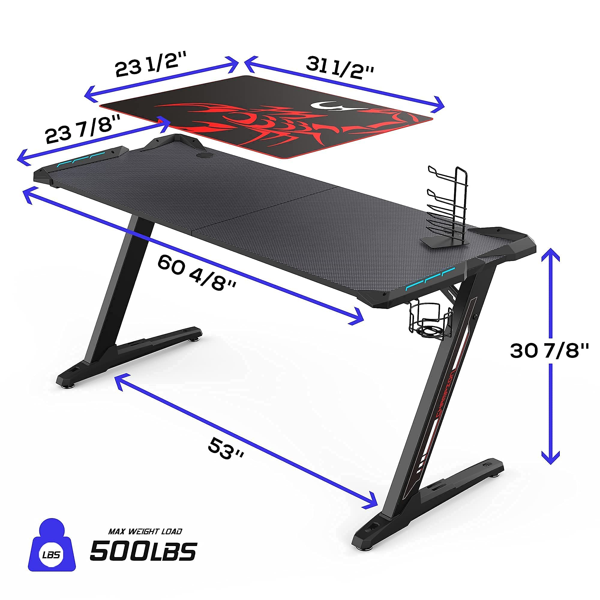 Gaming Desk 60 inch,Racing Style Gaming Computer Desk