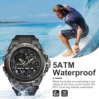 findtime Mens Military Watch Tactical Waterproof Watches Sport Outdoor Digital Analogue Wristwatch Army Big Face Alarm Stopwatch LED Watch for Men