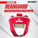 Xpeed Premium PU Training Headguard for Boxing, Karate, MMA, Kickboxing, Non Slip Fit, Multi Adjustment Setting Internal Soft Padded Headgear (S/M, RED) gallery image