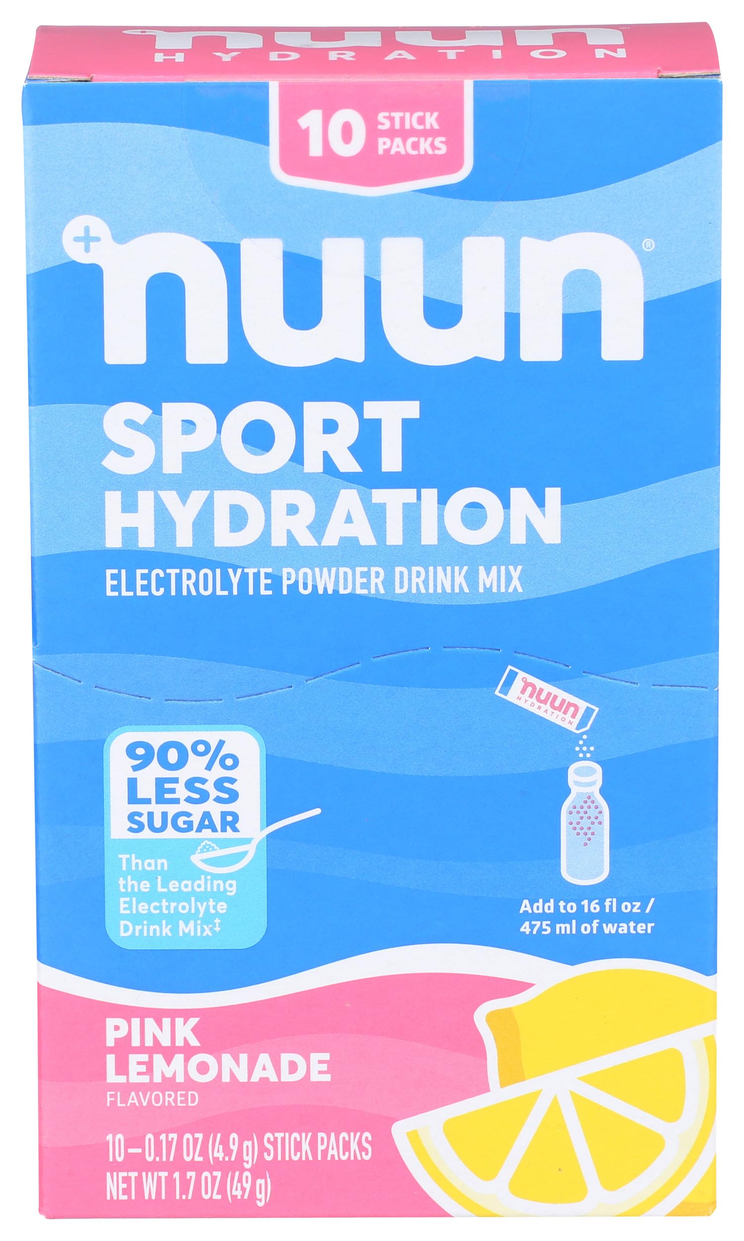 NUUN Pink Lemonade Sport Powder 10 Count, 0.17 OZ
