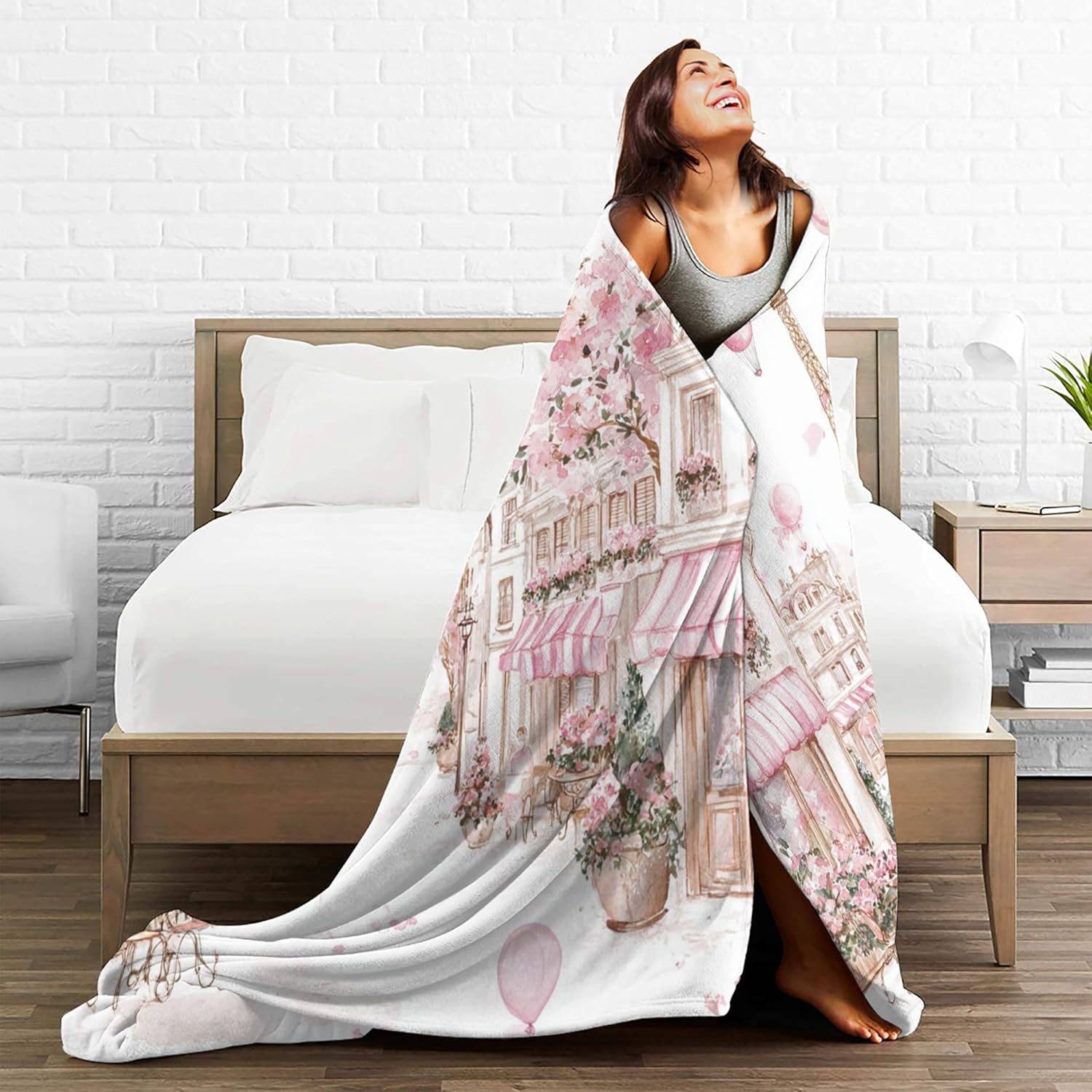 FyLybois Paris Eiffel Tower Throw Blanket Microfiber Flannel Blankets Lightweight for Bed Sofa Couch Decor Travel 50"x60" - Image 6