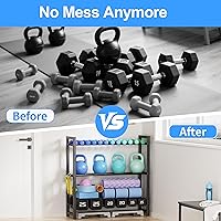 Vista 7 de Soporte ajustable para mancuernas de 3 niveles, soporte de almacenamiento de pesas de alta resistencia de 450 libras para mancuernas, estante