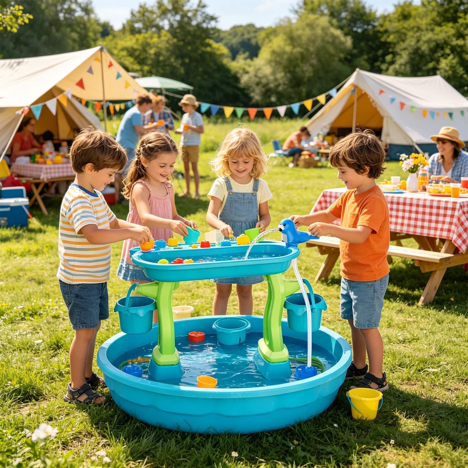 Wasserpumpe für Kinder-Wasserspieltische, Wiederaufladbares Spielzeug mit Kontinuierlichem Spiel für Kinder - Sommer-Wassertischpumpe, Für den Einsatz auf Reisen, in Gärten, Hinterhöfen, Badezimmern