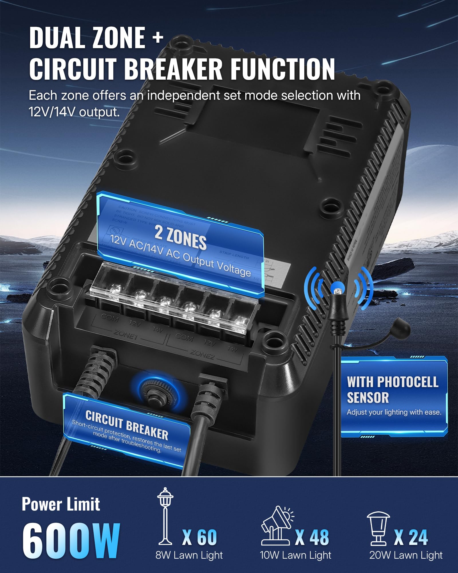 Low Voltage Landscape Transformer - 2 Zone Control -6