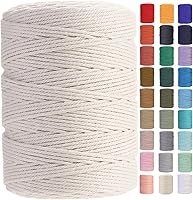 GOHOHOF 3mm Macrame Cord 546 Yards Beige Natural Cotton Rope - Soft Sturdy Supplies for Plant Hangers, Wall Hangings, Dreamcatchers