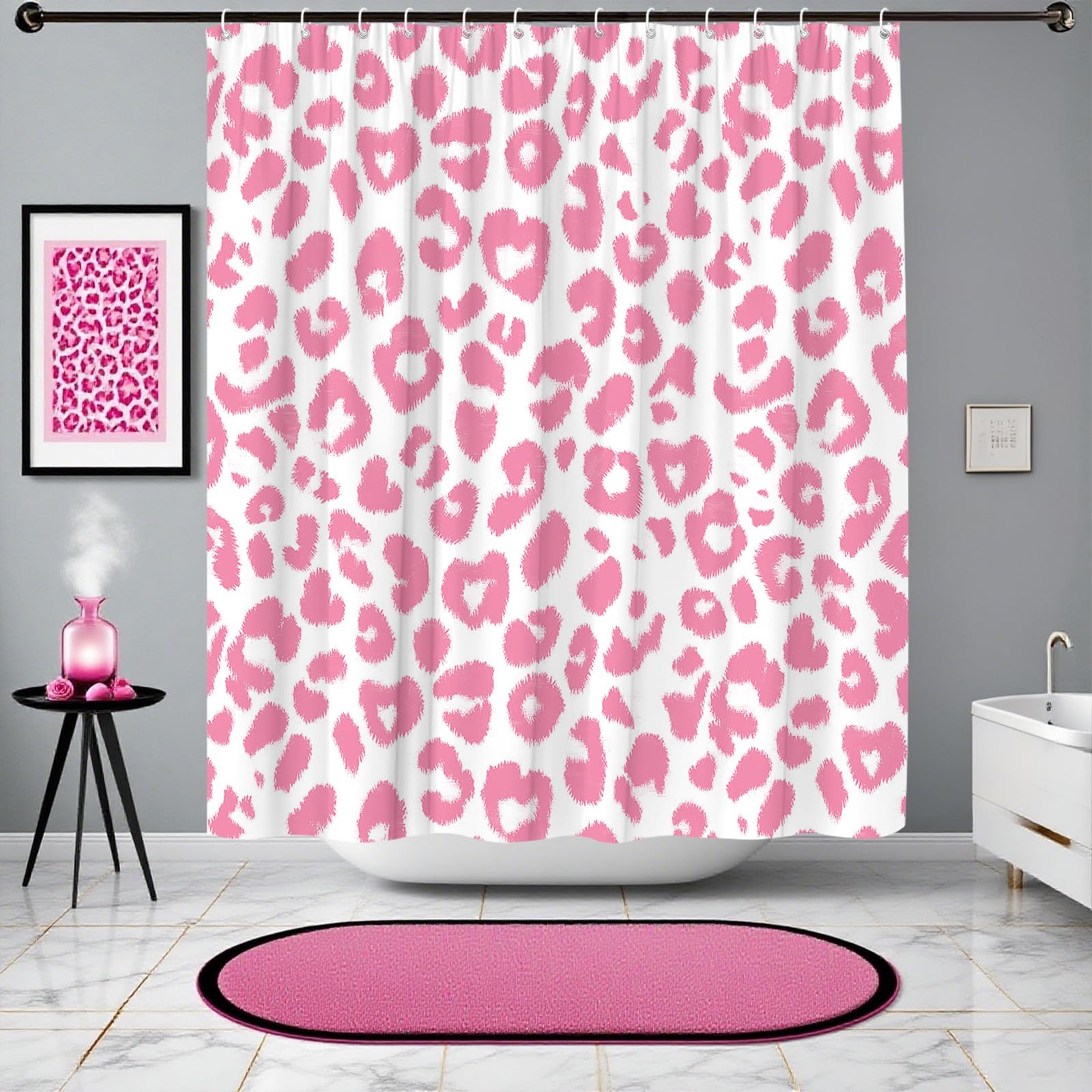Leopard Print Shower Curtain Wild Safari Skin Pattern Powerful Cheetah Fur Wildlife Modern Trendy Abstract Minimalist Women Powerful Animal Big Cat