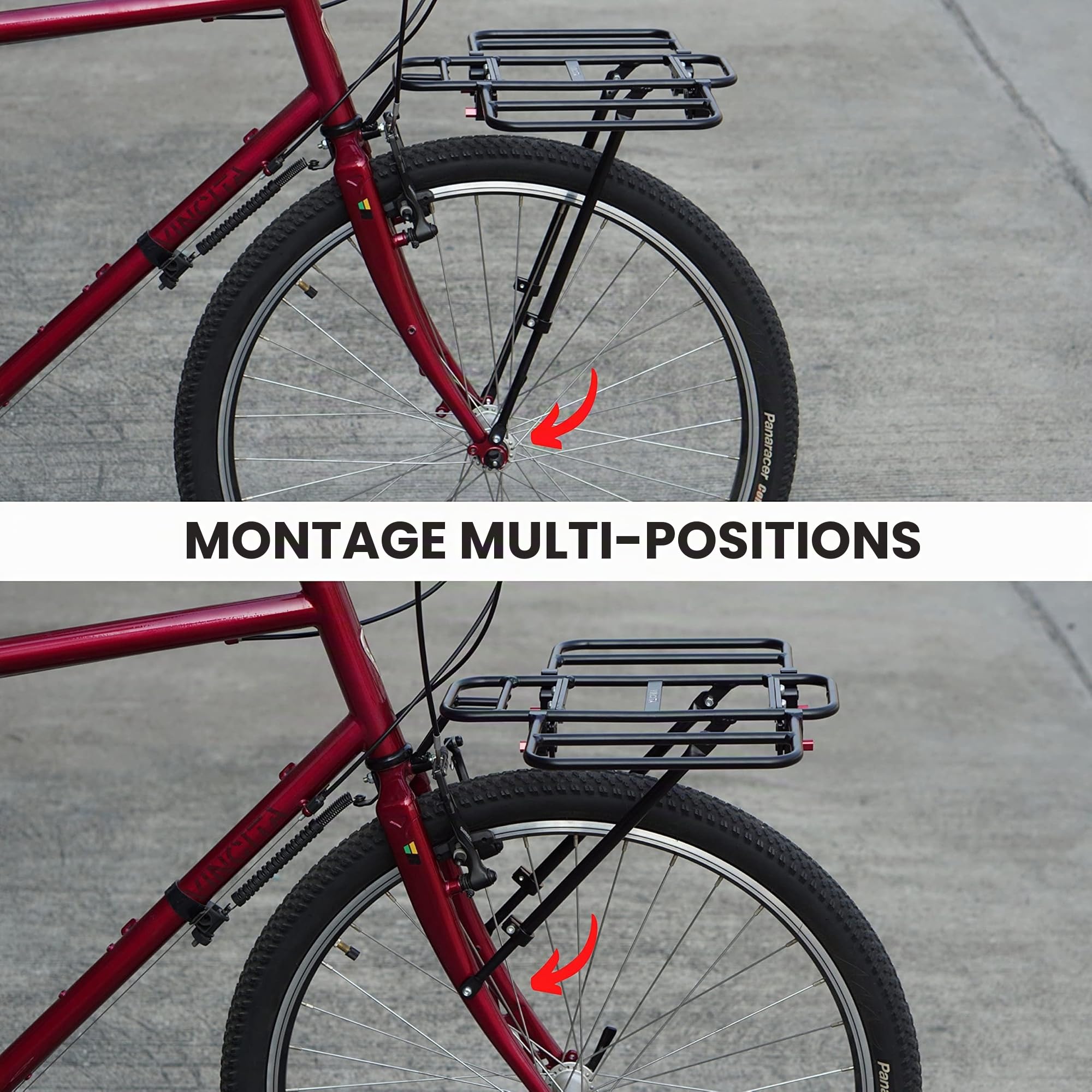 Vincita Porte-Bagages Avant pour vélo, avec Aile Extensible pour Tailles de Cadres de 26" à 29", Noir, r, Charge maximale 22 LB - Porte-Bagages pour vélo