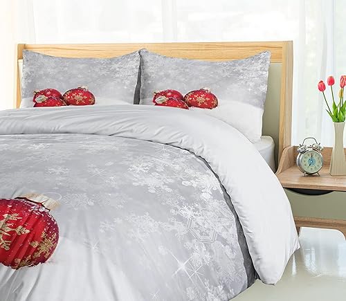 Miniatura 4 de Juegos de funda de edredón Ambesonne, disponibles en varios colores y tamaños, Tela, Rojo blanco, King