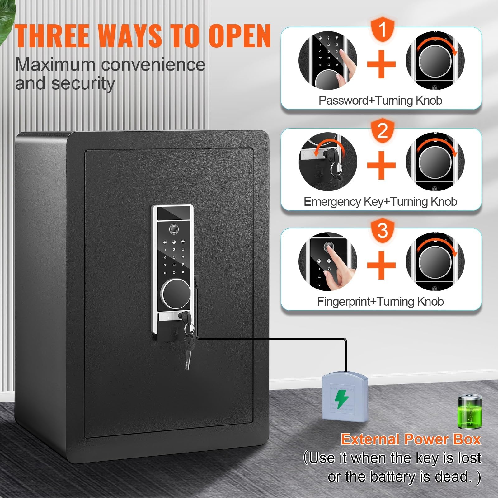 Cassaforte elettrica da 2,2/1,8 piedi cubi con impronta digitale e cassaforte di sicurezza digitale con borsa ignifuga for contanti, gioielli, documenti - Mini Safe(2.2 Cubic Feet)