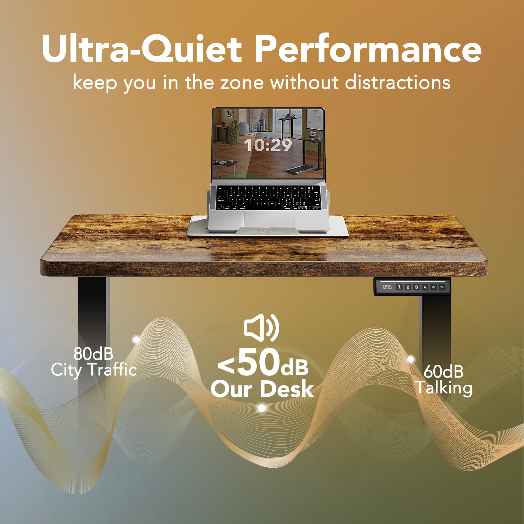 HUANUO Electric Standing Desk 55 x 24 Inch Height Adjustable Computer Desk with Storage Bag 4 Height Memory — view 6