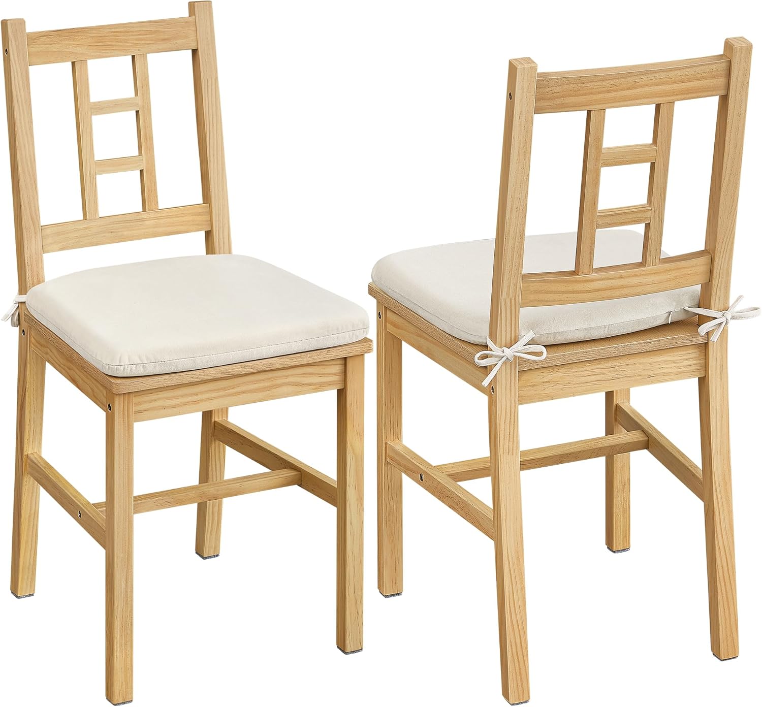 VASAGLE Wooden Dining Chairs, Set of 2, Kitchen and Dining Room Chairs, Removable Cushion, Curved Back, Each Supports 264 lb, Ebony Black UKDC150B01