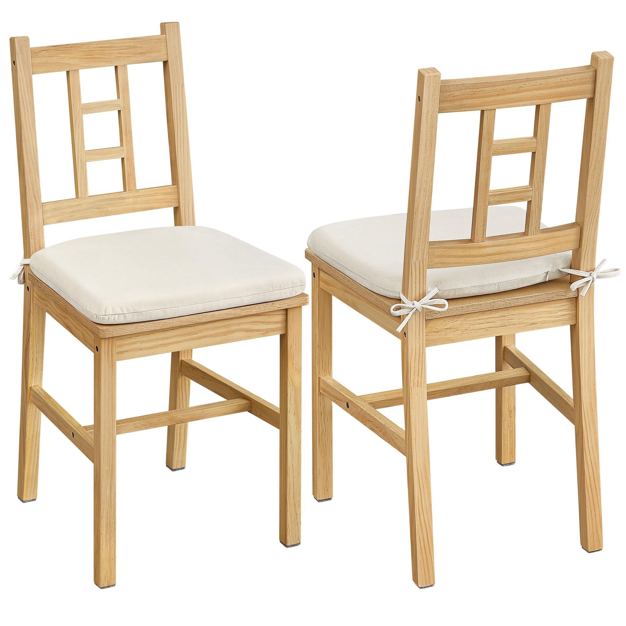 VASAGLE Wooden Dining Chairs, Set of 2, Kitchen and Dining Room Chairs, Removable Cushion, Curved Back, Each Supports 264 lb, Golden Oak UKDC150N01 Golden Oak 2 Pack