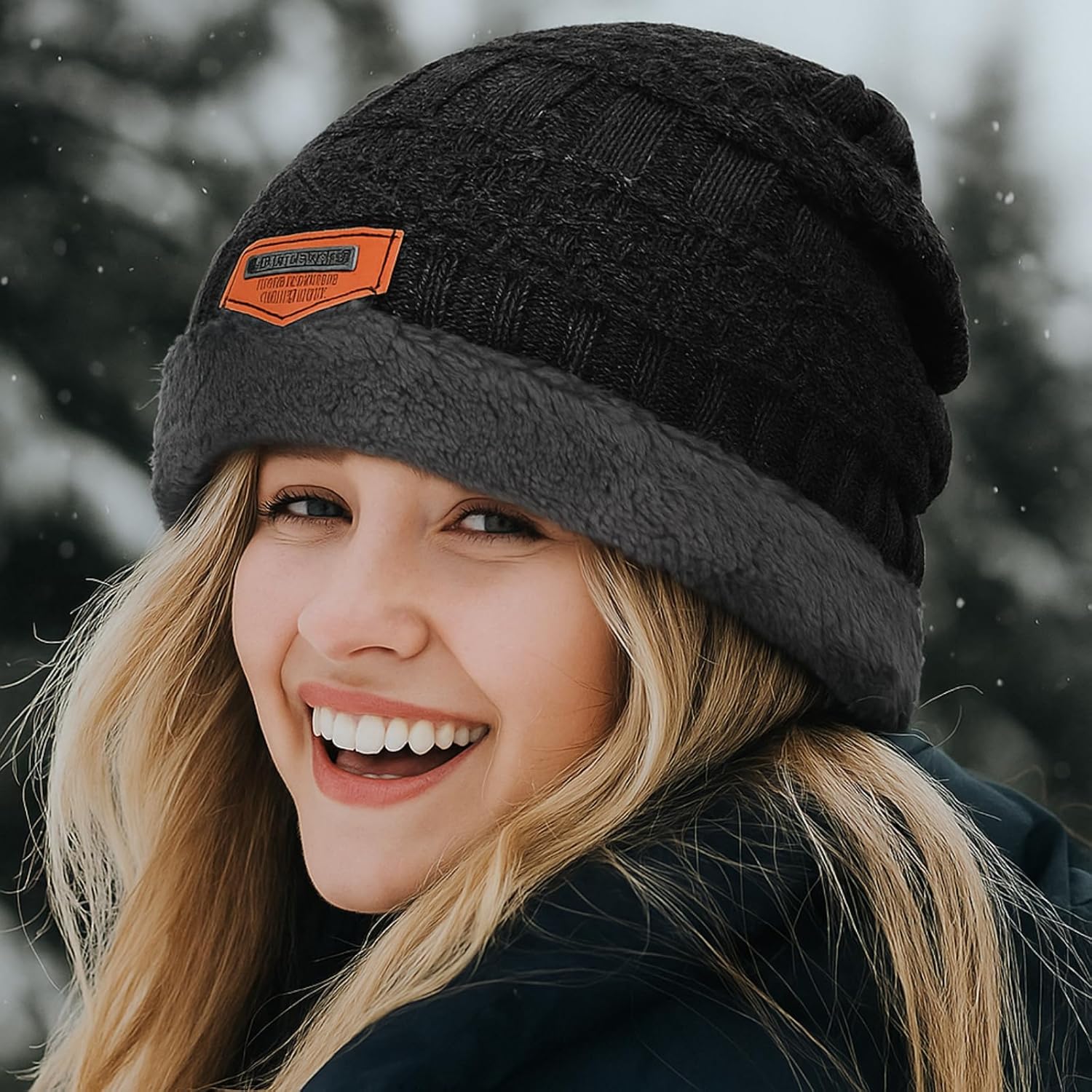 Kigeli 60 Pcs Winter Beanie Bulk for Homeless, Fleece Inner Warm Hat Thick Knit Skull Caps Thermal Winter Beanie Hats for Donations Shelters Black - Image 5