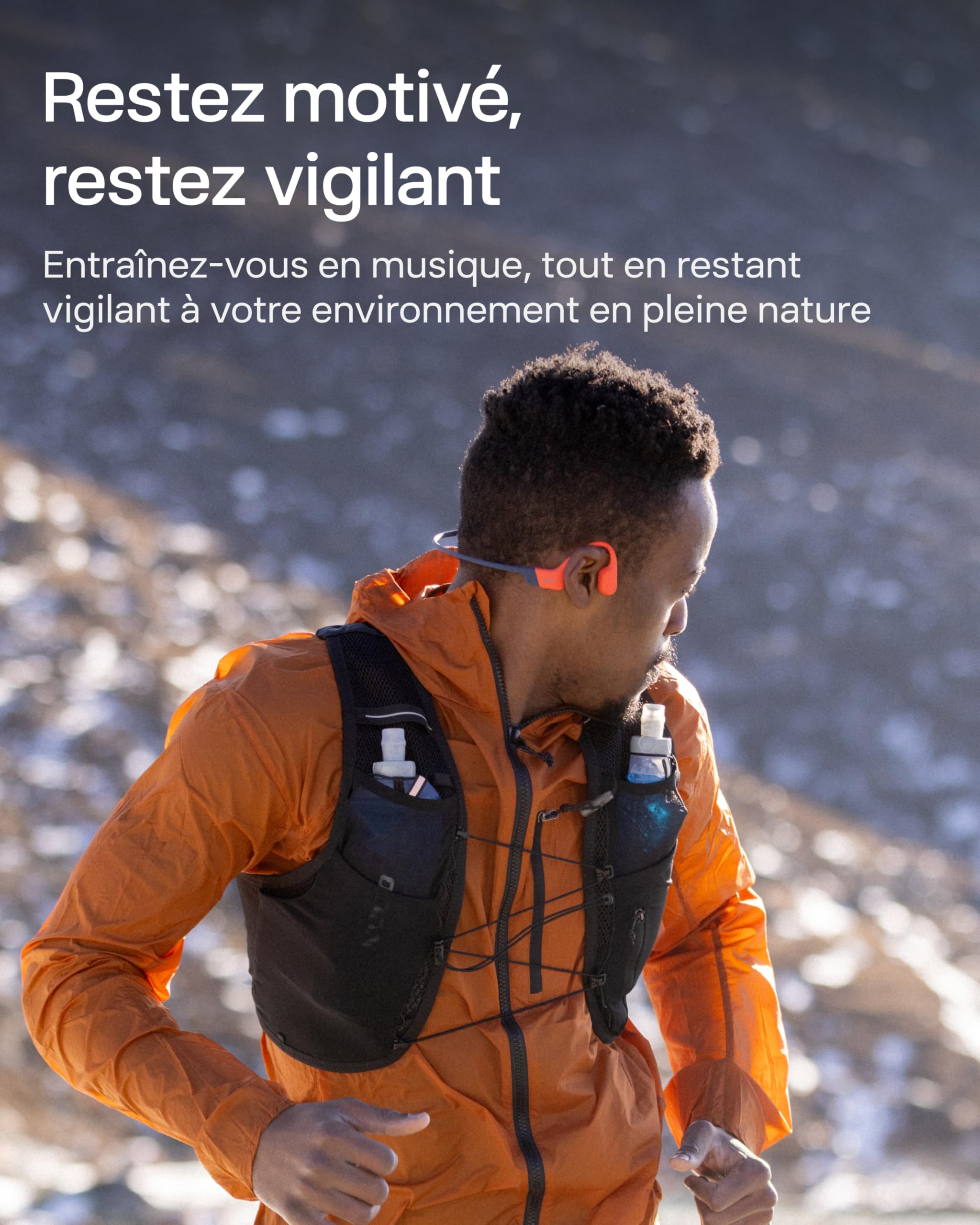 SHOKZ OpenSwim Pro Casque à conduction osseuse, écouteurs sans fil à oreilles libres, IP68, Bluetooth 5.4, stockage MP3 32 Go, micros à annulation de bruit, 9 h d'autonomie pour courir et nager - Gris
