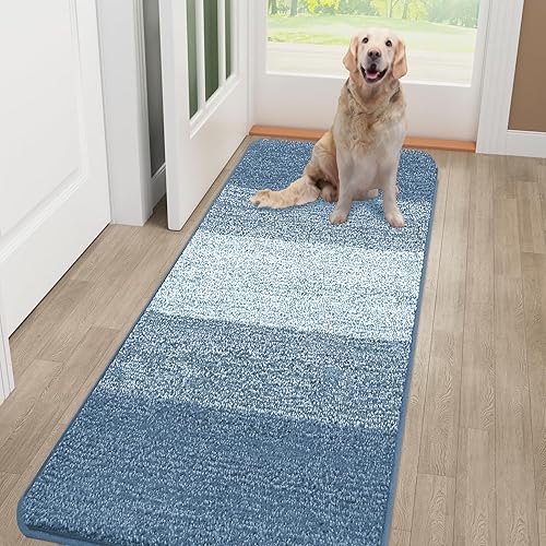 Vista 42 de Kitinjoy Tapete para puerta de interior y exterior, 48 x 32 pulgadas, antideslizante, absorbente, atrapador de suciedad, de perfil bajo, lavable