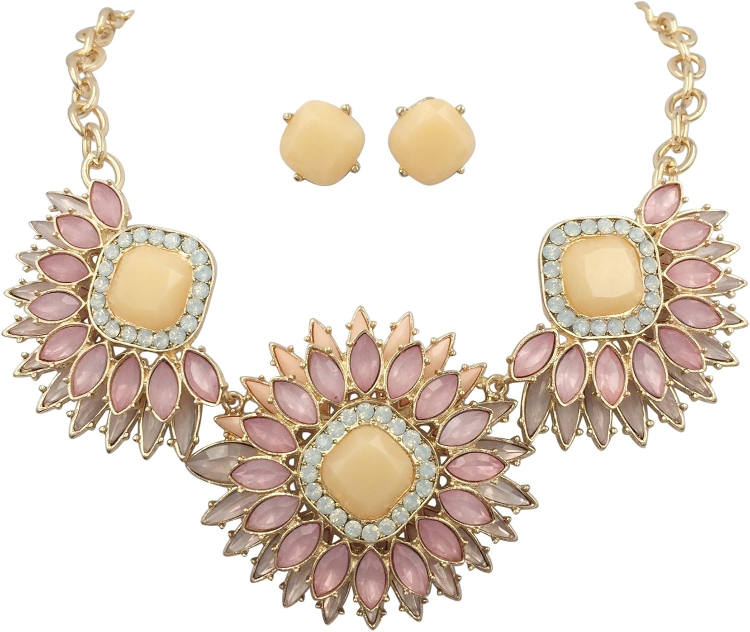 Gypsy Jewels Large Abstract Bib Statement Boutique Necklace & Earrings Set -Assorted Colors
