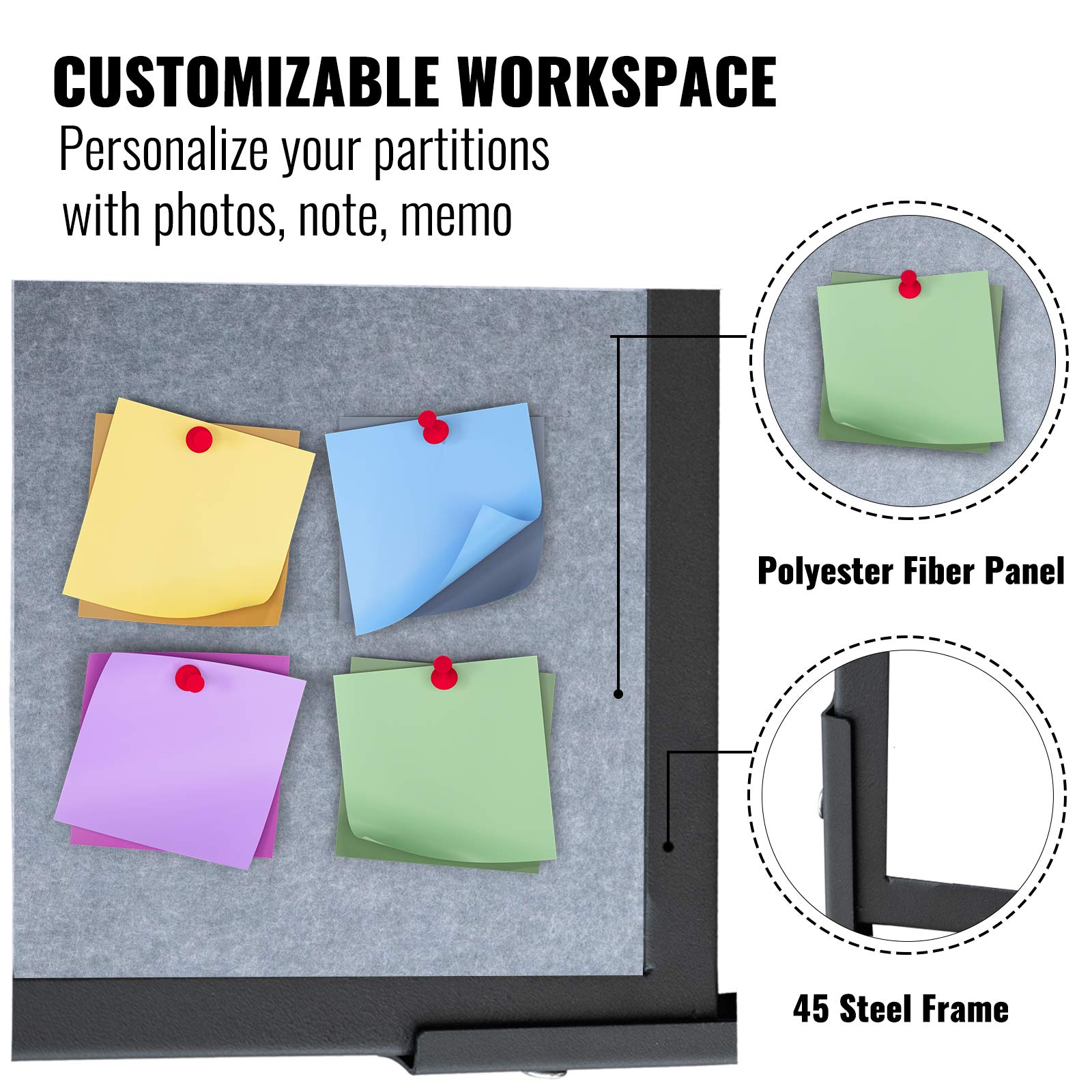 VEVOR Acoustic Room Divider 72" x 66" Office Partition Panel 3 Pack