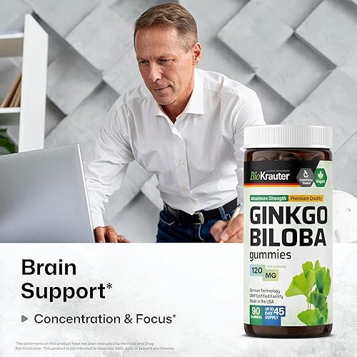 Miniatura 2 de MAUWE HERBS Gomitas de extracto de Ginkgo Biloba - Soporte cerebral y de memoria - Extracto estandarizado de ginkgo biloba orgánico de 120 mg - 90