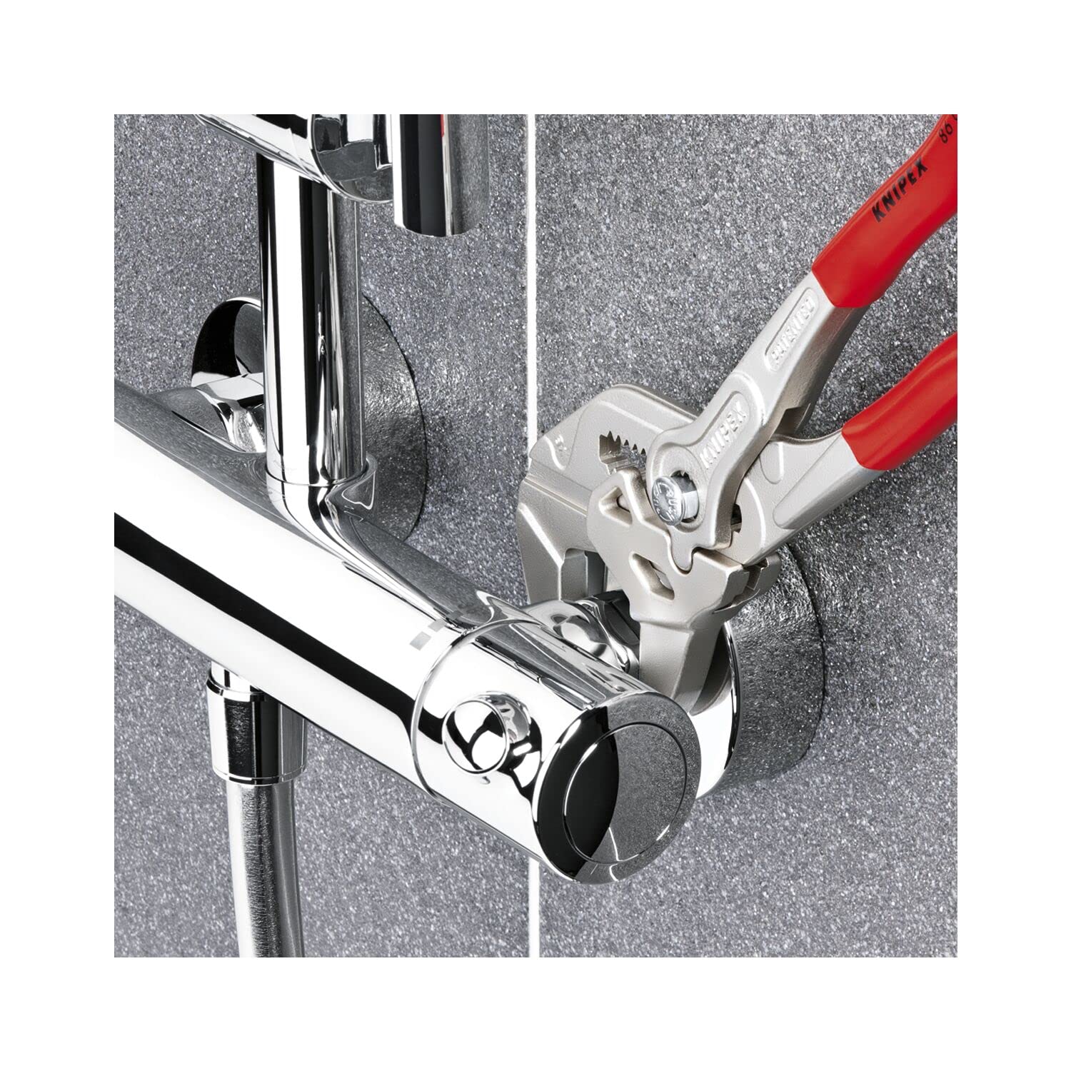 Knipex Pince-clé, chromée, 300 mm, pince en continu jusqu'à 68 mm, réglage fin par bouton-poussoir, clé réglable, remplace clés plates, 86 03 300