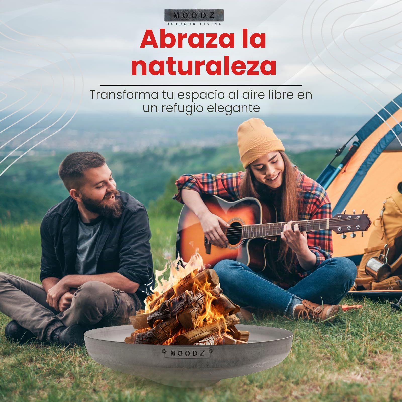 MOODZ Cesta de Acero Inoxidable Fuego - Cesta de Jardín - Barril de Fuego Exterior (Ø60 cm RVs)